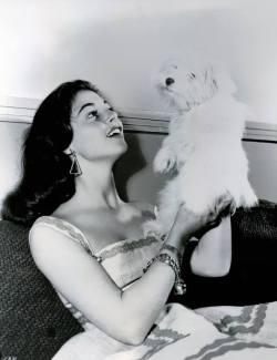 annapierangeli:  Pier Angeli and a puppy photographed in 1954.