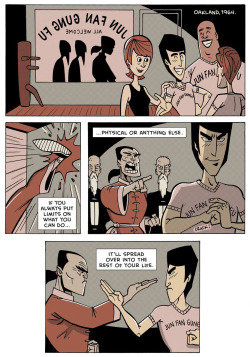 zenpencils:  BRUCE LEE: There are no limits. Depicting his now famous duel with Wong Jack Man - the turning point in Lee’s martial arts journey. 