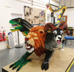 tyfye49: jenndragonarts:  ignigeno:  The chimera I designed for our new LEGO show. I cannot express how much of a labor of love this was. It took over 100 hours just to design, let alone build and is one of the largest and most complex sculptures I’ve