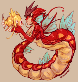 momo-deary: Mermay day 5~  Even tho it’s the furthest from human mermaid I’ve done thus far, I still wanted to get @peculiar–star‘s cute face right ;3c You said Magikarp are your spirit animal, but you’ve absolutely earned your shiny dragon