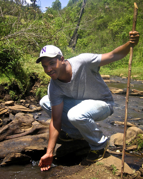 Daniel by a tributary of the Melwa River