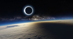 kool-aid-jammers:  zoomine:  Solar Eclipse and Milky Way seen from ISS (International Space Station)   Bruh   Sick
