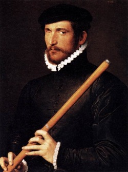fuckyeahrenaissanceart:Portrait of a Flautist with One Eye, Unknown  Unknown French Master (active 2nd half of the 16th century), Portrait of a Flautist with One Eye, 1566; oil on wood, 50 x 62 cm; Louvre