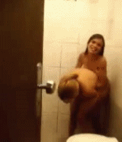 Two Embarrassed Girl in Shower