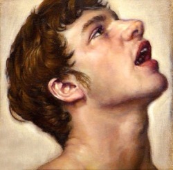 sodomymcscurvylegs:  chad2431:  blaqfulla:  “Brutus” (2014), Oil on Canvas, 10&quot;×10&quot; by Julian Hsiung // Brandon aka Brandon Cody in “Marshall &amp; Brandon: Bareback” (2012) by Sean Cody    Y'all leave this artist alone! They were probably