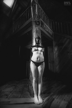 cubicletocollar:  Little broken shrimpthing in a cabin in the woods. Leather and rope and whips and suffocation and shame…these are a few of my favorite things.   Near-death experience courtesy of DWL and @em-ties - thank you for seeing me.