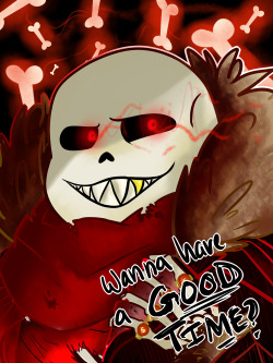 askundertalesans:  And another draw from the stream! A word version and wordless. I really love the Underfell AU so here’s my sans underfell-ified. There’s so much red and black.