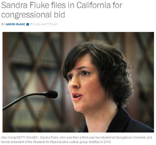 Washington Post - Sandra Fluke files in California for congressional bid