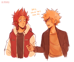 got a suggestion for kiribaku hand holding and this is all I could think of lool