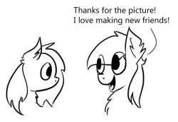 askboutstuff:  Thanks for the picture, friend! ^_^  Yeah and no problem!  I&rsquo;m really glad to be a friend of yours.  Don&rsquo;t let my stare decisive you.  Under my eye&rsquo;s lies a mare with a crazy joy that is begging to cry out! (omg