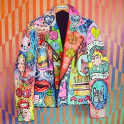 phineypet:  FRONT OF THE JEANIE JACKET - PHINEY PET (2015) - hand painted leather.