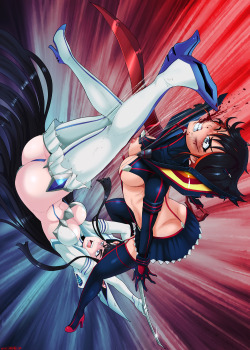 shadbase:  shadbase:  The entire Kill La Kill series done for Shadbase.com see more stuff like this there. Both girls are 18+  As part of a Black Friday Sale 2 Posters from this series are back available on Sharkrobot for a week! Deal ends on December