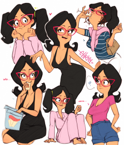 ehryel:  Have a butt load of Linda Belcher drawings because I cAN’T STOP DRAWING HER OH GOD I’VE GOT IT REAL BAD SOMEONE STOP ME PLEASE ; n ; She’s great and I love her so much :uAnd I am a little bit too fond of pouty 80s Linda with runny makeup.