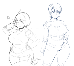 short-blue-imp:  While I’m going through my old sketches… Don’t remember what I was drawing the lady on the right for, but she’s pretty foxy. 