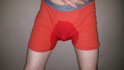 mrdesperation:  Went out last night. Had a few drinks. Came home, and made a big mess. I really like the way the wet shows in these boxers. My favorite to wet for sure! Wanna see the video? 