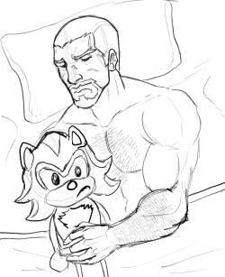 daily-dornisaurio:  My brother Hurricane woke me up at 2 am to tell me his headcanon that Gabriel Reyes had a GameCube and the only game he could afford was Shadow the Hedgehog. So I drew Reaper sleeping with a Shadow plush. 