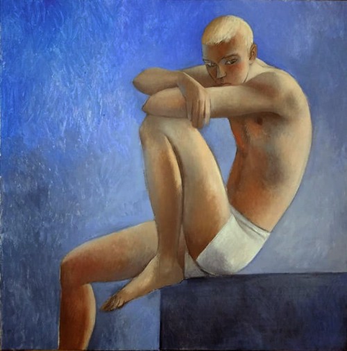 ganymedesrocks:  nomoreuniverse: nude on blue By JuliuszLewandowski     Julius Lewandowski, b. 1977