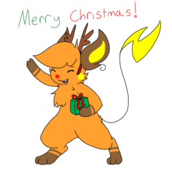 ask-firefly-the-raichu:  Merry Christmas from your friendly neighborhood raichu reindeer!  ^w^ Cute~! 