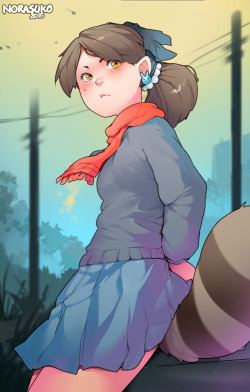 norasuko-safe:  For HeavyWoodenBox. It’s her OC Tani the Tanuki girl. Totally waifu material IMO!  How is it that this doesn’t have more reblogs?