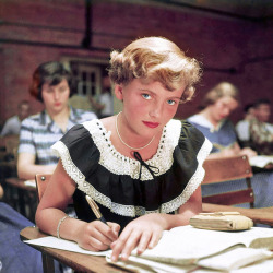 20th-century-man:  A girl in study hall; Life magazine, 1950.
