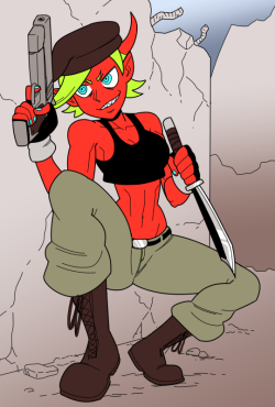 Drawlloween #2 - DevilA quick paramilitary devilgal. I’ll probably end up drawing porn of her, too.