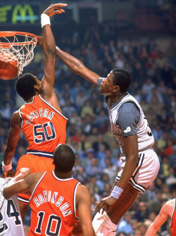 siphotos:   Patrick Ewing dunks on Ralph Sampson during a 1982 Georgetown-Virginia game. (Manny Millan/SI) GALLERY: Rare Photos of Patrick Ewing | Ralph Sampson  