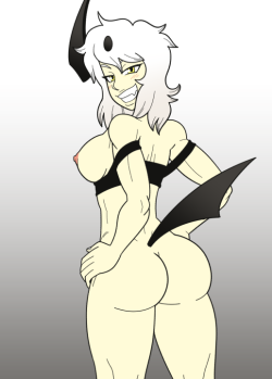 A flats commission of their Pokemon Absol gijinka, Savannah. Thick butt and thick muscle is fun to draw.