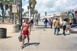 chrisjohndewittinamerica:  Venice Beach 1988: Does this guy actually own any clothes?