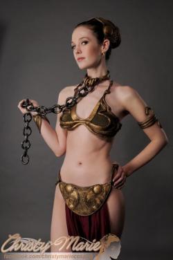 cosplaybeauties:  Christy Marie and the metal bikini - the next best thing to Carrie Fisher’s Slave Leia. Photo by Got Maul. 