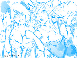 I was drawing some Caitlyn-Vi and Xano501 (from deviantart) ask me for some Sona-Ahri and&hellip;. there is the sketch xD Hope you like it and very soon it will be on Deviantart ^_^