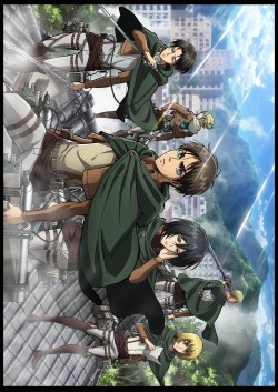 New official image featuring Eren, Mikasa, Armin, Levi, Annie, and Erwin will be sold in poster form at the Shingeki no Kyojin WALL OITA exhibition!Dates: August 1st to August 30th, 2015Retail Price: 1,500 Yen + Tax