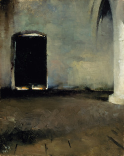 amare-habeo:Helene Schjerfbeck (Finnish, 1862–1946)The Door (Old monastery hall) (Die Tür (Alte Klosterhalle)), 1884