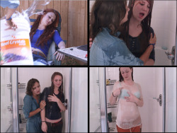 “Wet” is now available at www.seductivestudios.com“Wet” is a custom video starring Rachel and Jena in several scenarios that involve them getting completely soaking wet in their clothes. There is a card game outside that has the loser covered