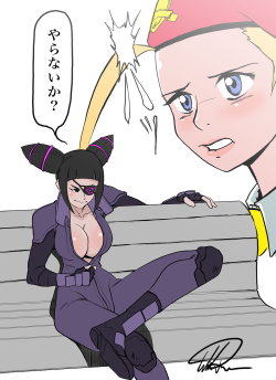 will-ruzicka:  I haven’t played (or bought) SFV yet, but I saw some screenshots of story sequence with Cammy, Juni and Juri and it reminded me of the Yaranaika guy… On a side note… I’m not sure I like the new outfit for Juri, I miss the baggy