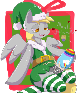 For being a wonderful helper, Santa gave Derpy an early christmas present happy holidays~