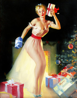 vintagegal:  &ldquo;A Christmas Eve&rdquo; by Gil Elvgren, 1954