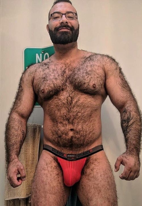 yummy1947:  What a very handsome gorilla/bear he is with his thick dark beard, moustache and eyebrows, as well as sprouting beautiful hairy shoulders that merge with his magnificent hairy chest and fabulously furrry tummy and he has grown gorgeously hairy