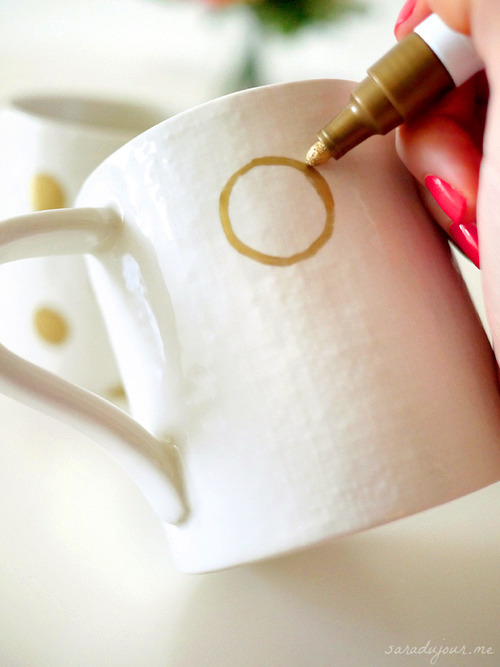 DIY Gold Sharpie Dot Mugs