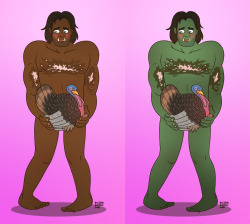COMMISSION: FULL BODY &gt; LINE ART &gt; FLAT COLORS.This is Luverne - A half-orc shy-guy that grabbed the nearest thing to hide his sexy bits from the intrusive camera. No turkeys where hurt in the making of this commission.&gt; COMMISSION INFO.&gt;