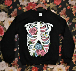 wickedclothes:  Wicked Clothes presents: the ‘Floral Rib Cage’ Sweater! Just because you’re so wonderful, use coupon code ‘SHIPFREE’ to get free shipping on all domestic orders today!  Hurry and order now! 