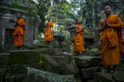 yohji1:Buddhist Monk Tak Tak (left) at Ta Prohm Temple in the Angkor Complex (Cambodia) KIKE CALVO  BUDDAH Bless You