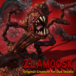 ZLAMOOSK standalone character for Daz Studio created by powerage! This creature goes more than bump in the night! Ready for Daz Studio 4.9 and up! Get those Sci-Fi renders tweaked to perfection with this alien! Zlamoosk Standalone Character For Daz Studio