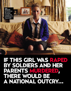 karenhurley:The first image is Thea Wellband, who plays the teenage rape victim in Unwatchable.The second image is Rose, nine years old, who was raped so violently her hips are permanently damaged.