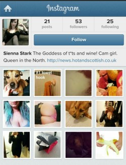 xxxsienna:  I’m pretty new to this Instagram stuff. Be my friend? Http://Instagram.com/SiennaStark_  Cam girls! Can I follow all of you please?