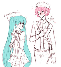 &ldquo;Those are the most prettiest eyelashes I&rsquo;ve ever seen on a boy!&rdquo; highschool version of that one AU i made a comic for a while back where luka disguises herself as a dude due to some reason or w/e and gets help from bff gakupo and also