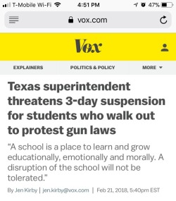 junecsea: timetravelrabbit:  roqo: Reminder that protesting is worth getting suspended for   #yeah a walkout is disruptive but you know what’s more disruptive? FUCKING SHOOTINGS   I’m reblogging this again because I wanted to add a note: PROTEST ANYWAYS.
