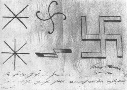 essentialisinvisible:  Adolf Hitler’s designs for the nazi symbol (1920). 