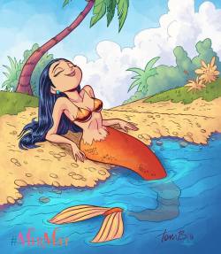 tombancroft1:  Welcome to #MerMay! Starting things of with a lazy #mermaid moment. Join me in posting a new mermaid drawing everyday in May and adding the #MerMay Hashtag so we can see them all! This was colored by @jskipper_colorist who is coloring many