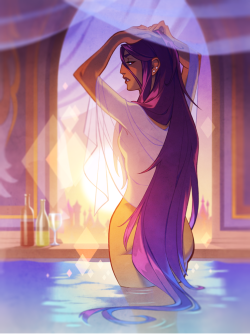 danarune:  Here’s another glimpse at potential cutscene art you might see in The Arcana if we’re funded &amp; can continue the game~ Have I mentioned you can romance both dudes &amp; ladies, as well as choose the pronouns of your protagonist? Kickstarter