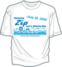 naturistcouples:  Official 2013 World Record Skinny-Dip t-shirts now available! Don’t wait to order your 2013 World Record Skinny-Dip t-shirt. The price is บ.95 each plus shipping and handling. Sizes are S, M, L, XL, XXL. Order yours today on our